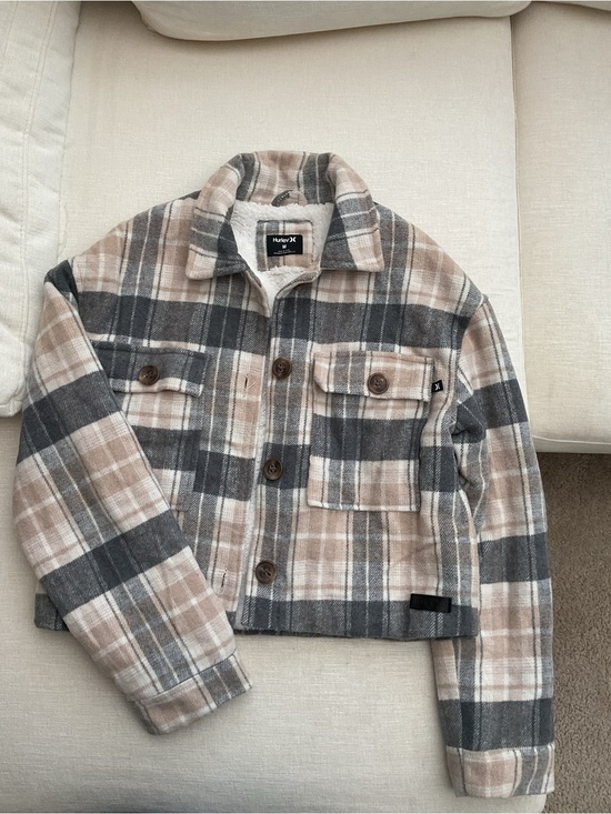Hurley Jackets & Blazers - Hurley Cream, Beige and Gray Plaid Jacket